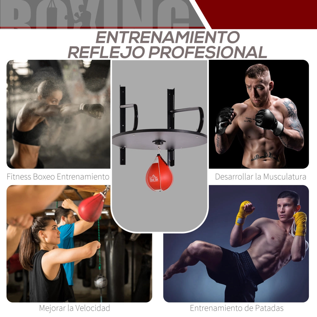 Sacco da boxe con supporto a muro girevole ¨C Minimal ¨C 60x73x80 cm nero e rosso