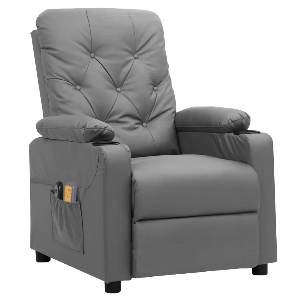 Poltrona Massaggiante Elettrica Grigio Similpelle 3098874