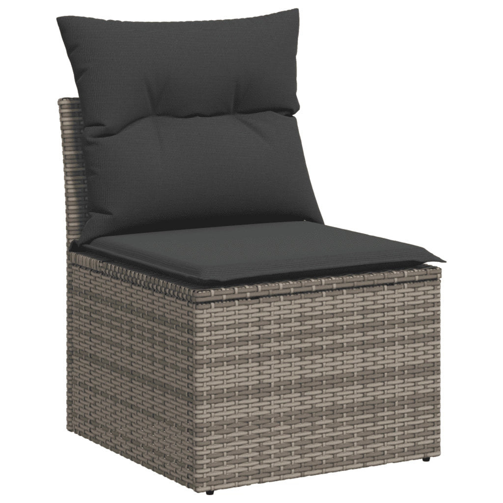 Set Divani da Giardino 7 pz con Cuscini Grigio in Polyrattan 3223652