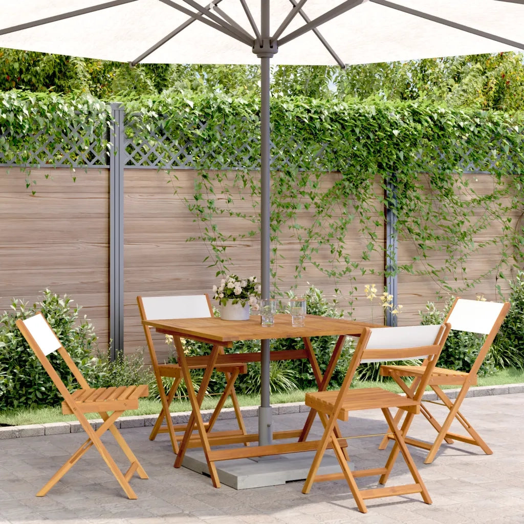Set Pranzo da Giardino 5pz | Set Salotto da Giardino Crema in Tessuto e Legno Massello