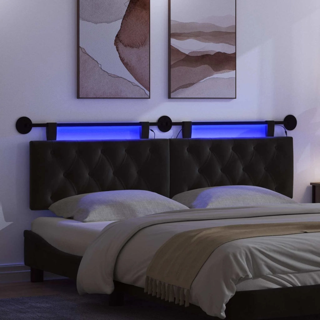 Testiera sospesa Con luce LED Nero Velluto 3424699