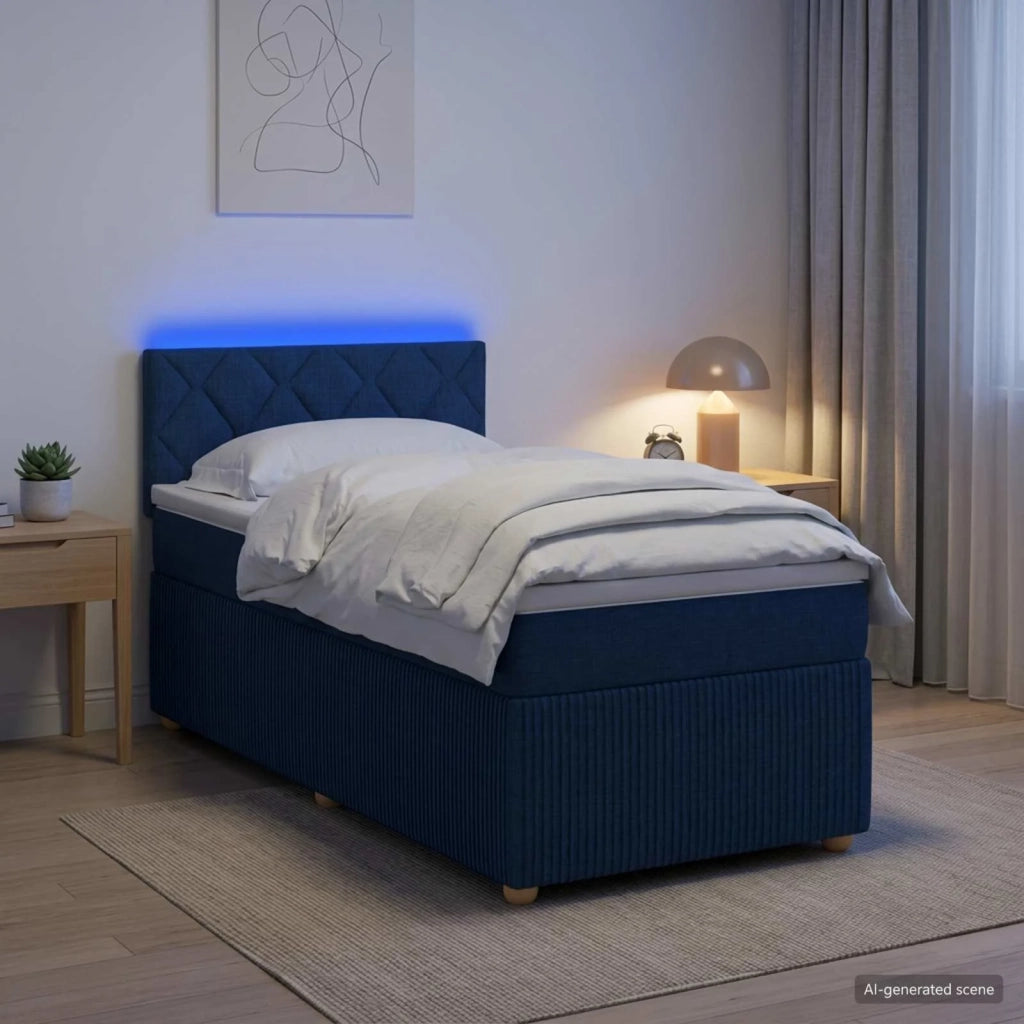 Letto box spring con materasso Blu 90 x 190 cm Tessuto 3452833