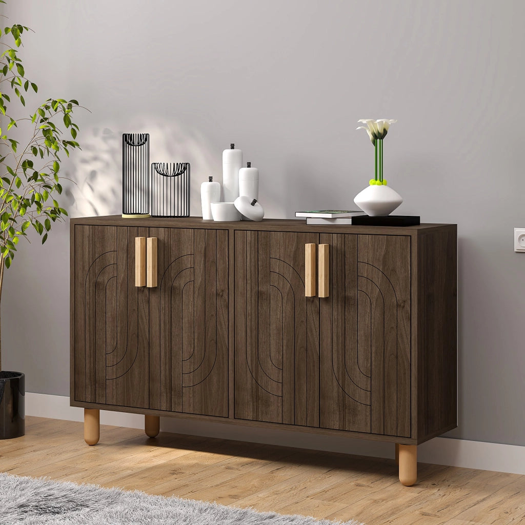 Credenza in legno "Rodney" - 120 x 30 x 74 cm - Marrone