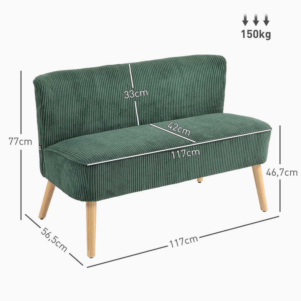 Divano 2 posti in velluto ¨C Xylo ¨C Verde 117x56,5x77 cm