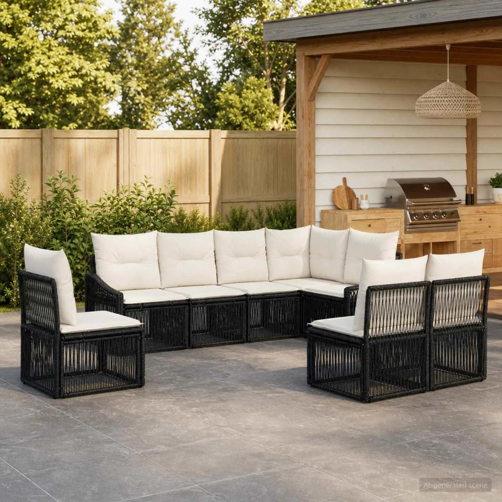 Set Divano da Giardino 8 pz Nero polyrattan 3436021