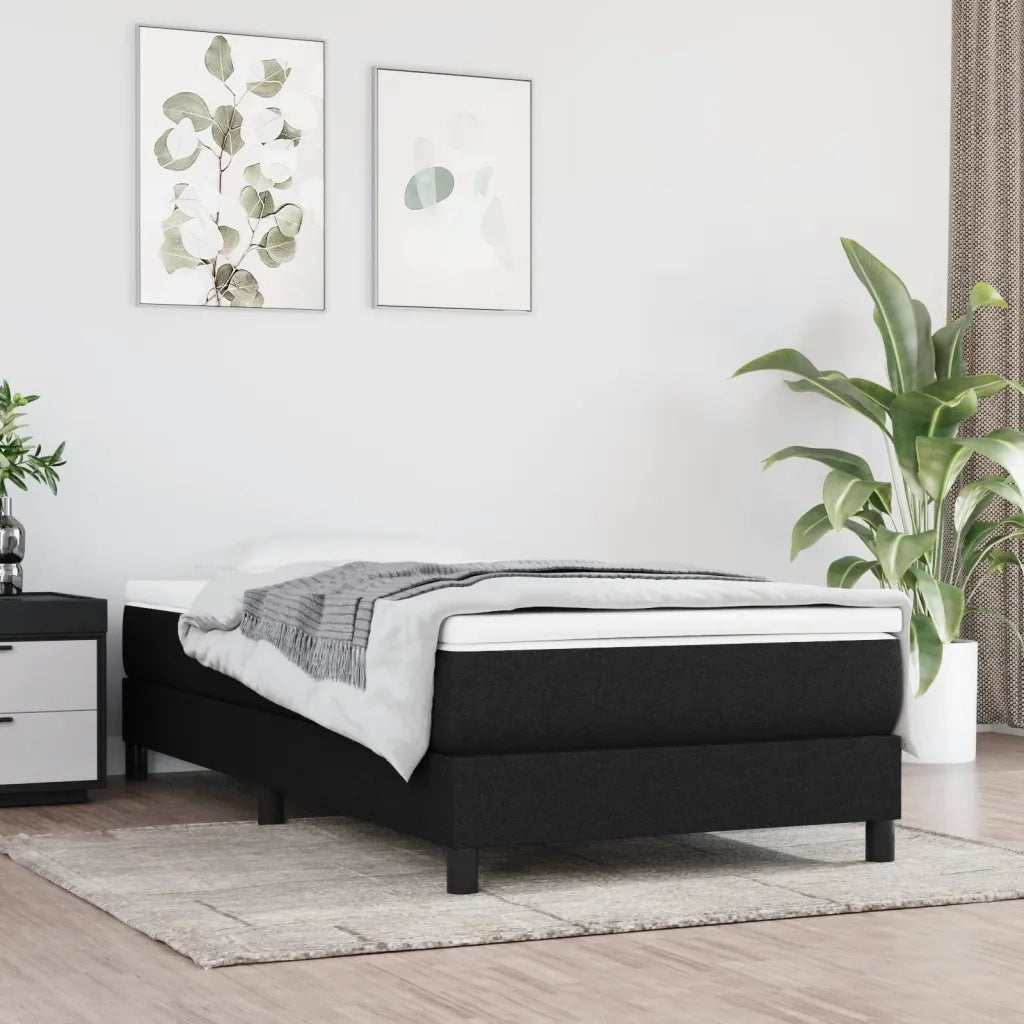 Giroletto a Molle con Materasso-Struttura Letto Nero 80x200 cm inTessuto 282092
