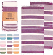 Set di lenzuola XL a strisce - Cotone - 2 pezzi - Blu - 90 x 180 cm