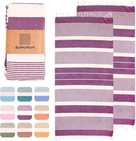 Set di lenzuola XL a strisce - Cotone - 2 pezzi - Blu - 90 x 180 cm