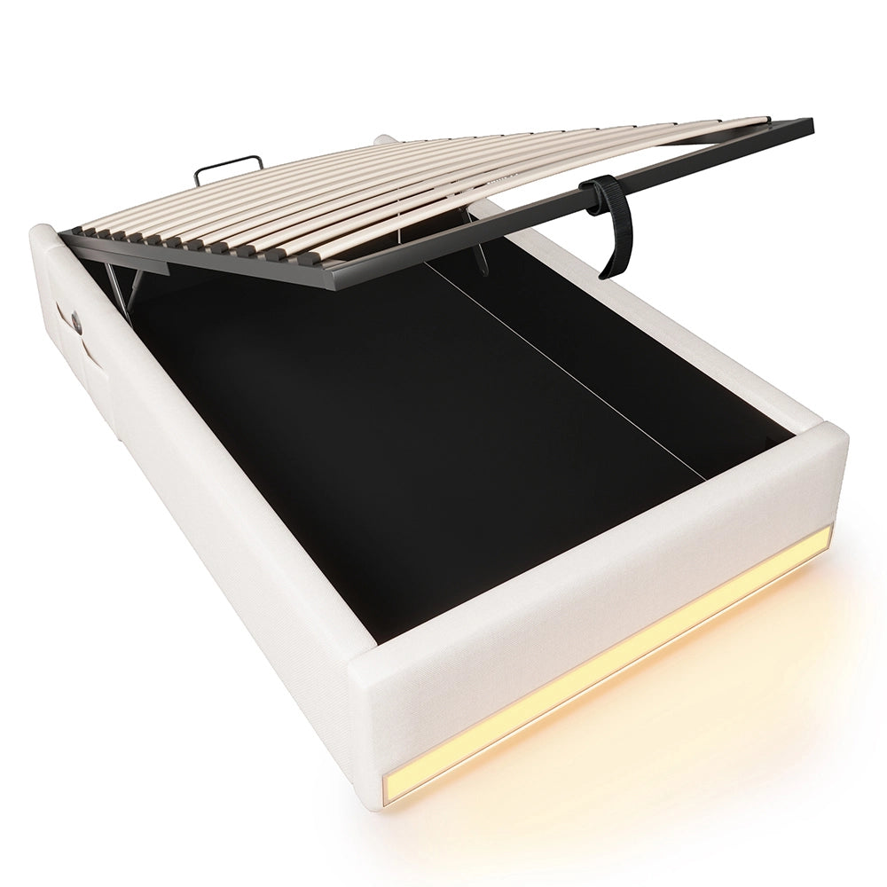 Letto contenitore - Xylo - 90x200 cm LED beige