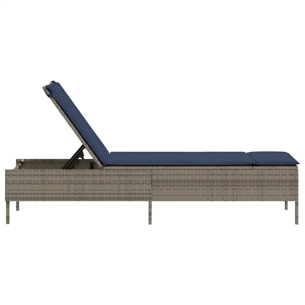 Lettino prendisole con Cuscino in Polyrattan Grigio 4002725