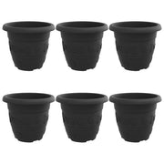 Fioriere | Cassetta per fiori | Vaso Rotondo per Fiori 6 pz Nero ? 30 x 25 cm Plastica