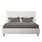 BS COM Letto matrimoniale con rete imbottito 160x200 similpelle bianco