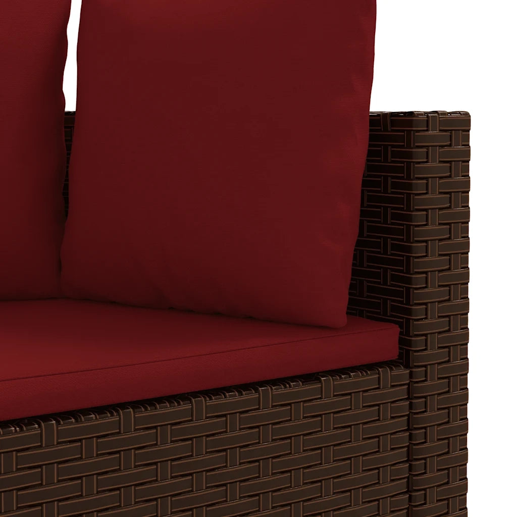 Set Divani da Giardino 10pz con Cuscini in Polyrattan Marrone