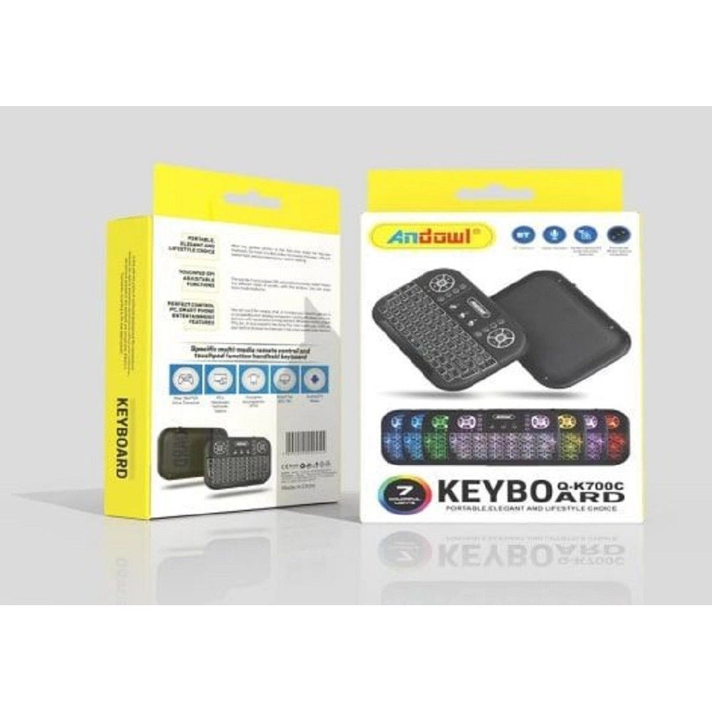 Trade Shop - Mini Tastiera Wireless Bluetooth Ricaricabile Q-k700c Con Touchpad Inglese Usa -