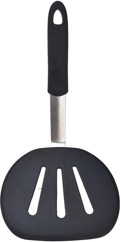 Spazzola per cucina in silicone - Larga spatola rotonda - Antiaderente - Manico ergonomico - Acciaio inossidabile - Bordo flessibile