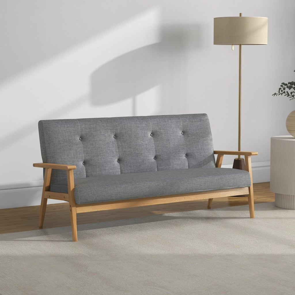 Divano 3 posti scandinavo ¨C zephmum ¨C grigio, imbottito