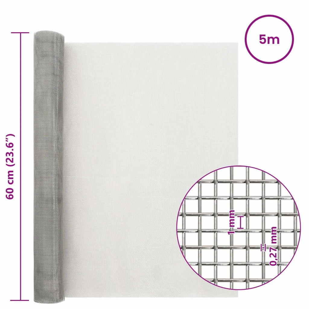 Rete per schermatura 60 x 500 cm 20 Mesh Argento 42039533