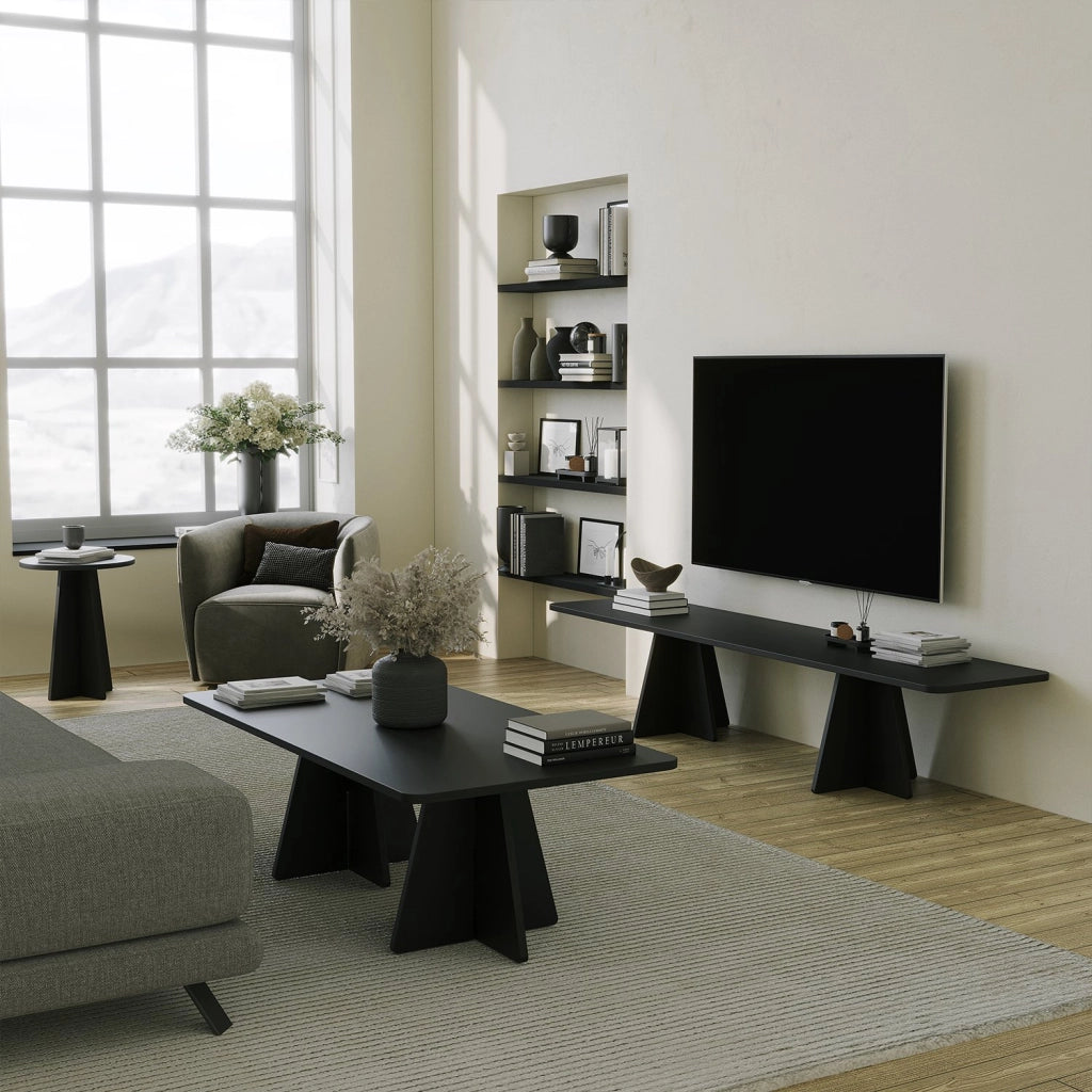 Ottana, Tavolino da Salotto Forma Rettangolare, 120x60x40h cm Nero