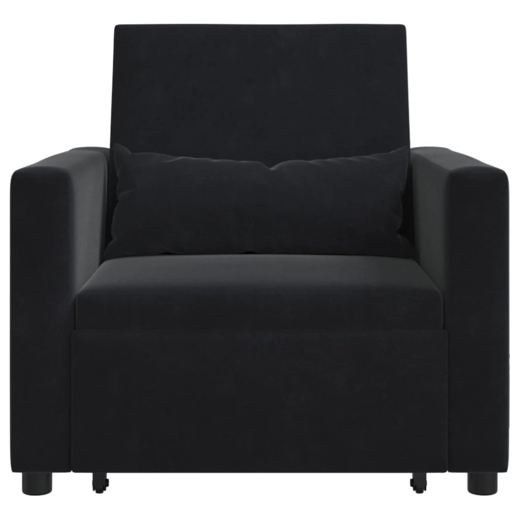 Divano letto estraibile singolo con ruote Nero Velluto 42002703