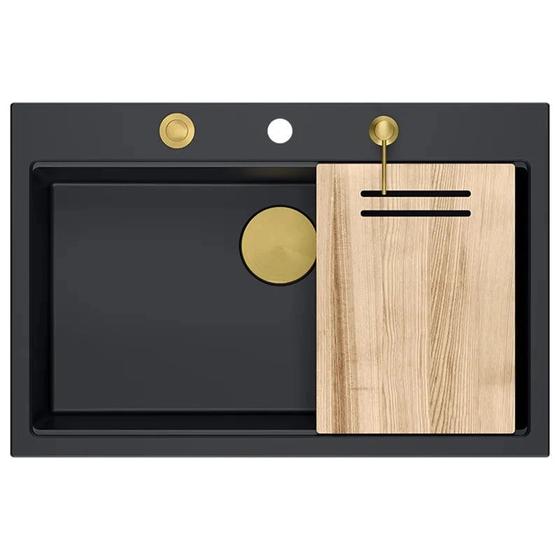 Lavello In Granito Marc 110 Workstation Black Tappo acciaio