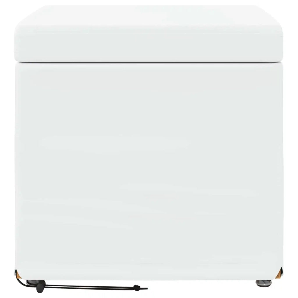 Pouf Bianco Pelle Sintetica e Legno Ingegnerizzato 876757