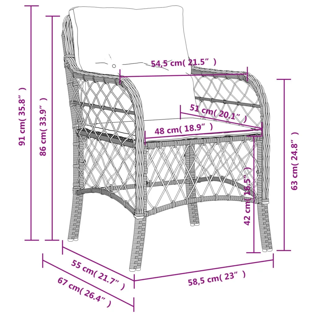 Sedie da Giardino con Cuscini 2 pz | Sedie da Esterno Marroni in Polyrattan