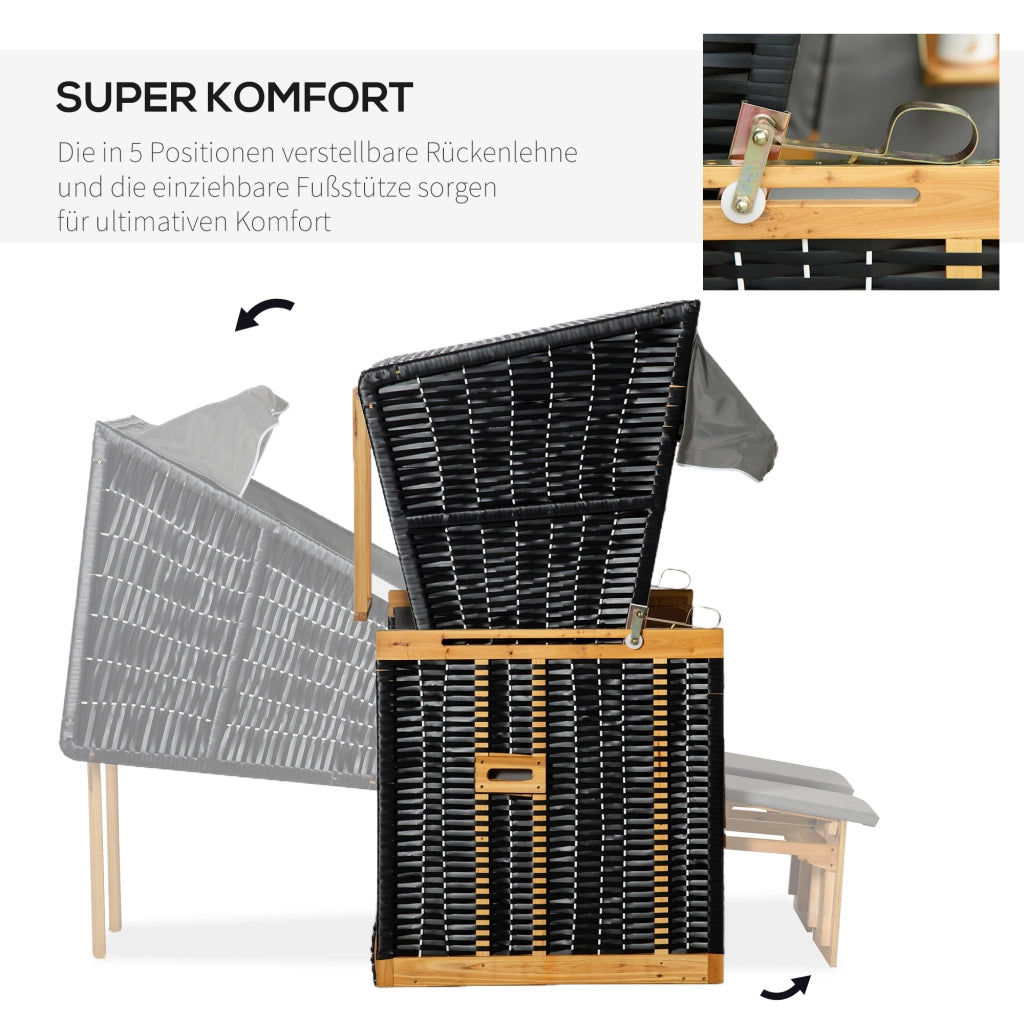 Strandkorb per 2 persone con cuscino ¨C Minimal ¨C grigio chiaro
