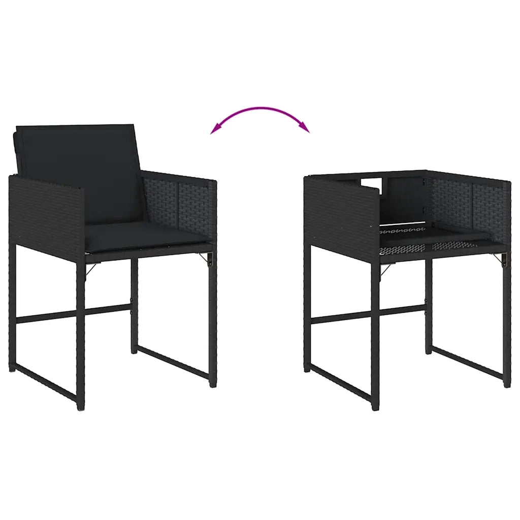 Set da Pranzo da Giardino 13pz con Cuscini Nero in Polyrattan 3278166