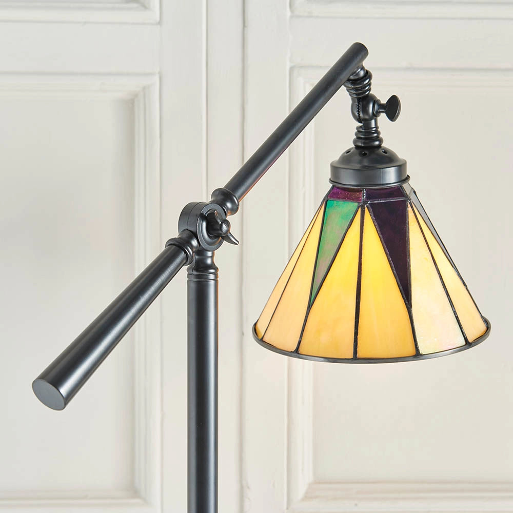 Lampada da terra Tiffany vetrata DARK STAR nera 1xE14 40W