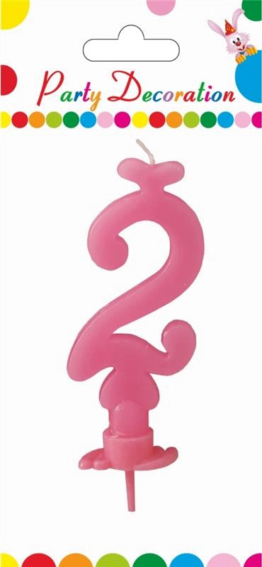 MAURY'S CANDELA PER COMPLEANNO NUMERO "2" ROSA