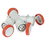Fanton 73140 Adattatore Industriale Triplo da Spina 3P+T 16A 400V IP67 a 3 Prese CEE 3P+T 16A 400V colore Rosso