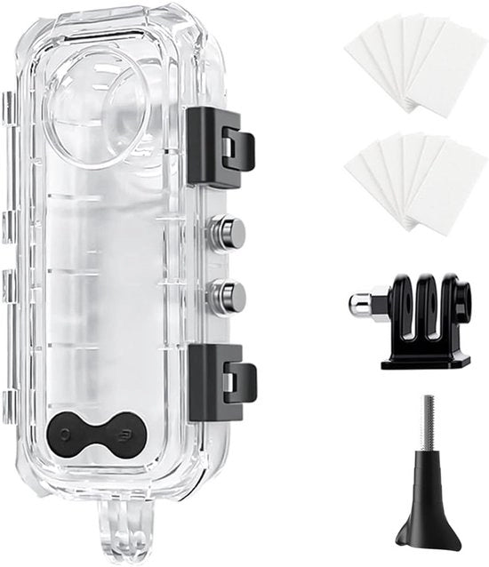 Casella protettiva acquatica adatta per le fotocamere panoramica Insta 360 x5, impermeabile fino a 45 metri di profondità, con copertura subacquea completamente trasparente.