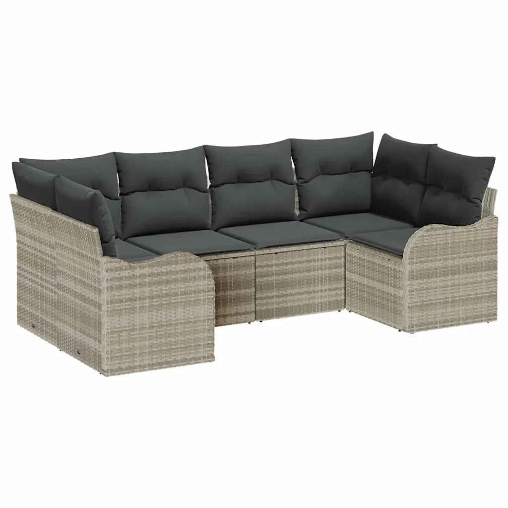 Set Divano da Giardino 6 pcs Grigio chiaro Poly Rattan