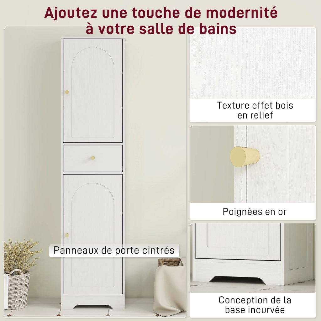 Colonna bagno alta con ante cassetto e ripiani regolabili ¨C Xylo ¨C Bianco 40x29,5x170cm