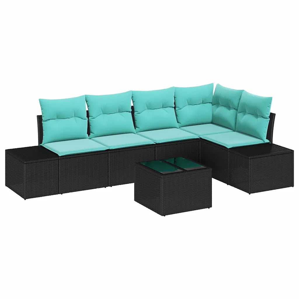 Set Divano da Giardino Nero e Turchese polyrattan 3355745