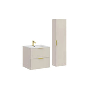 Set da bagno NOXERA 60 cm - Marrone congo - Lavabo incassato + colonna sospesa