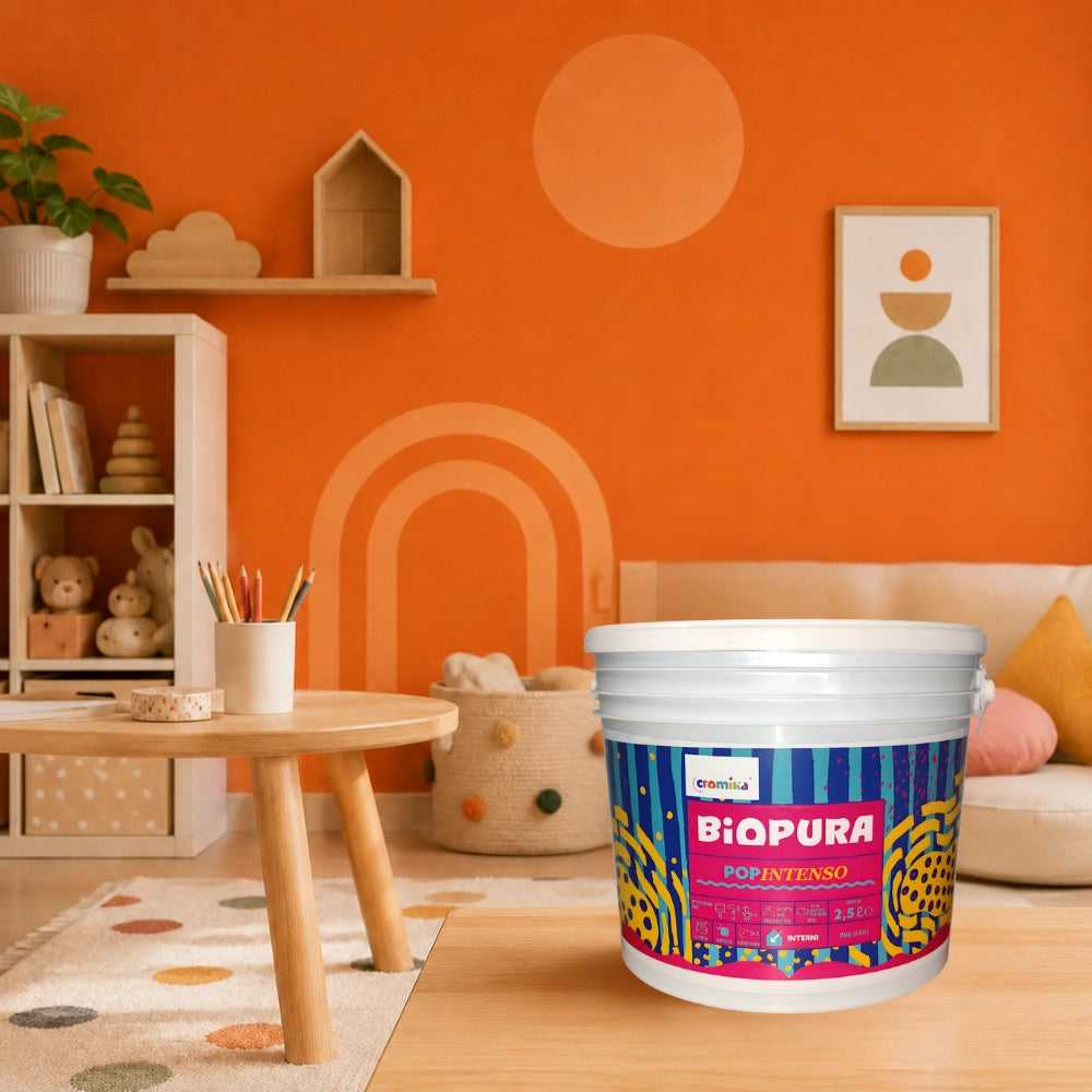 Popintenso palestra e decori interni pittura murale lavabile e coprente cromika *** formato 2.5 lt, colore- arancio s...