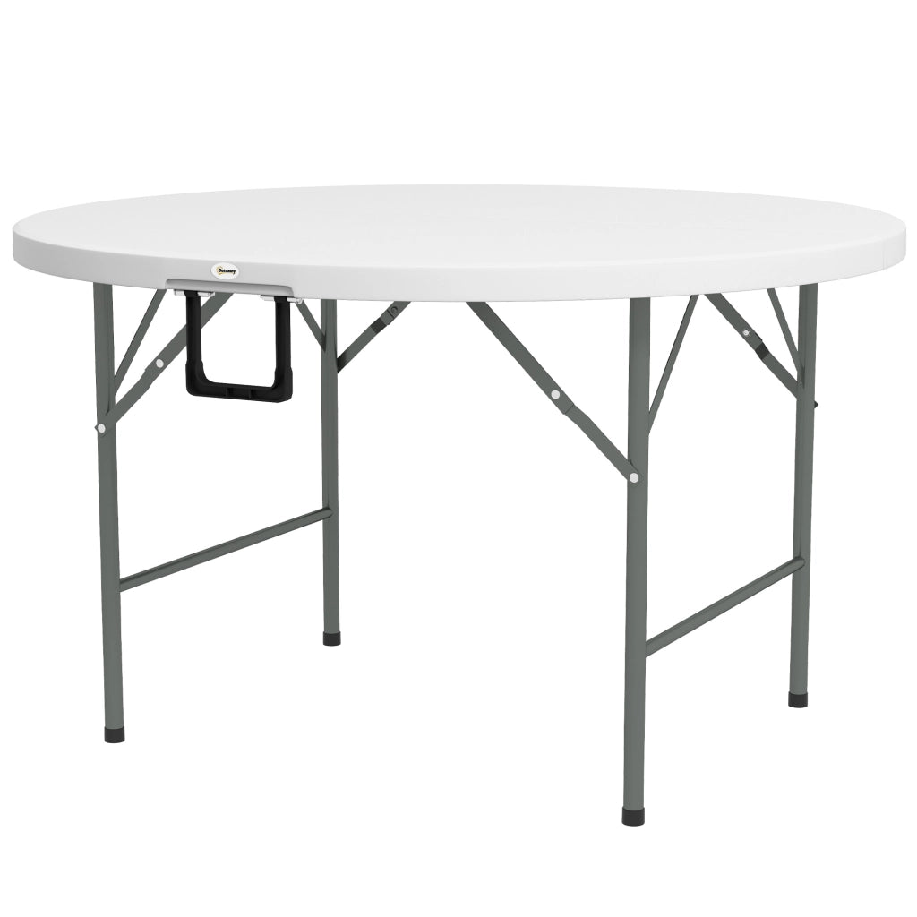 Tavolino da Giardino Pieghevole ¨C Minimal ¨C Acciaio HDPE Bianco ?122x73 cm