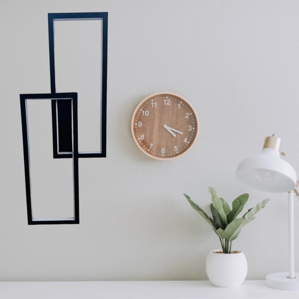 Applique Nera Lampada da parete per interni luce muro a LED 32W moderna con doppio rettangolo luminoso
