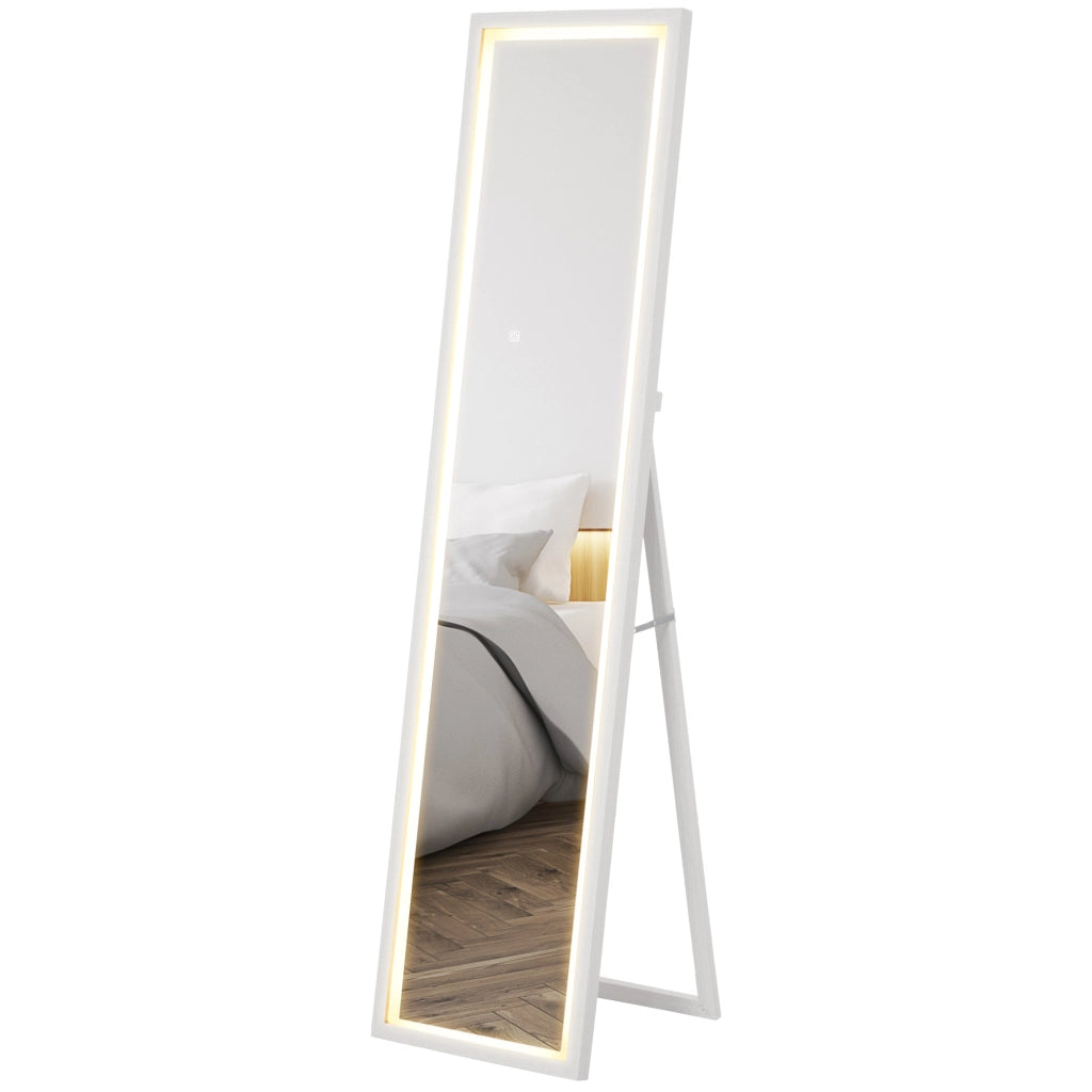 Specchio da Terra LED Regolabile ¨C Minimal ¨C Bianco 40x160 cm