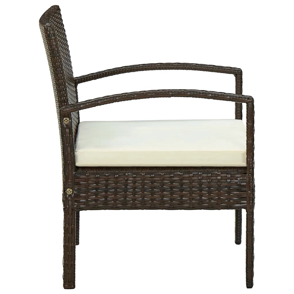 Sedia da Giardino | Sedie da Esterno con Cuscino in Polyrattan Marrone