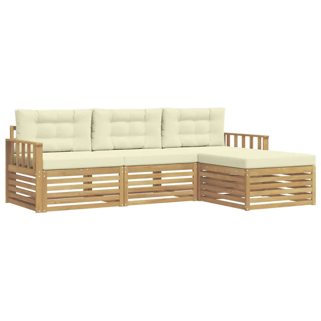 Set di divani da esterno 4 pz Bianco e Crema Poliestere 3390275