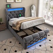 letto imbottito velluto grigio 90x200 cm