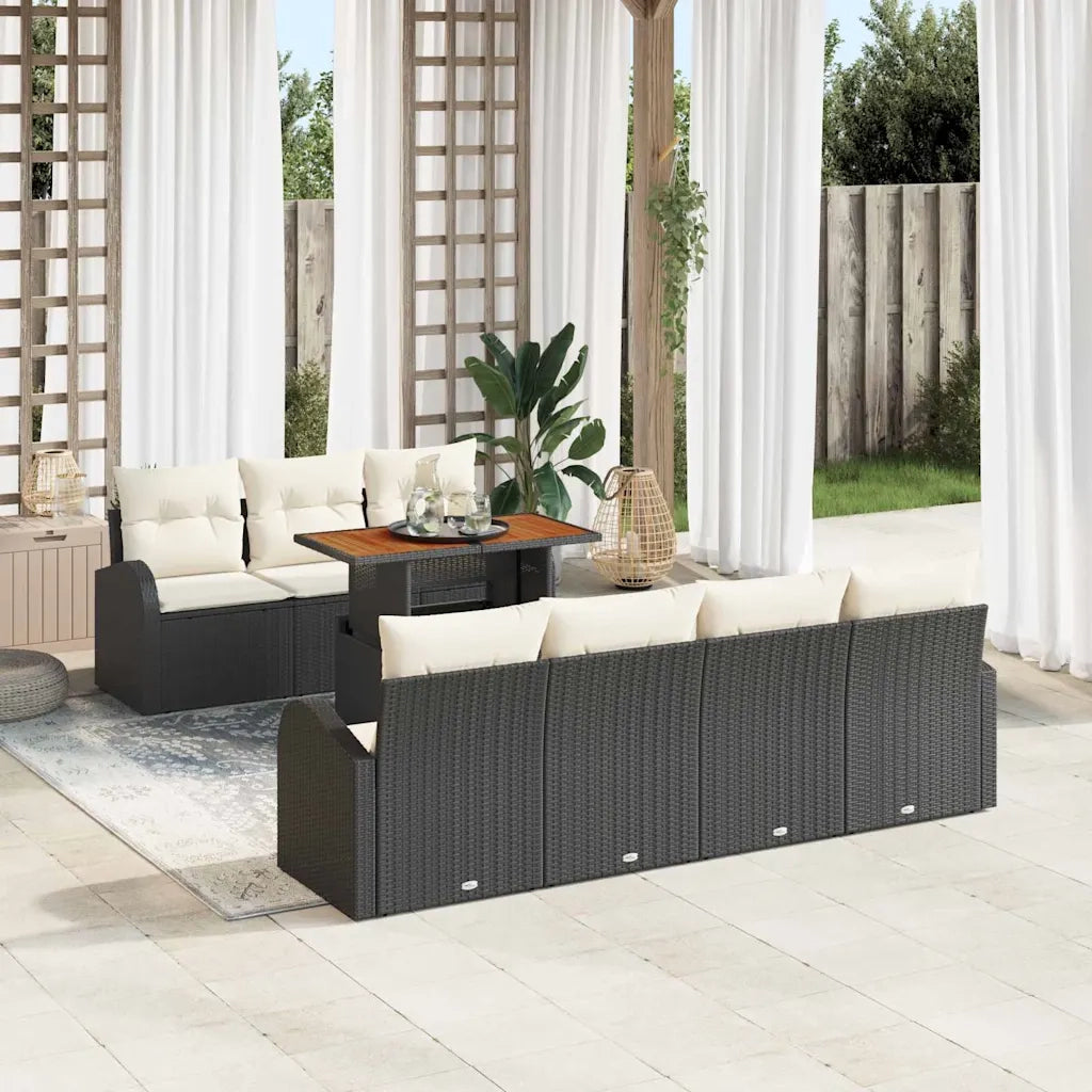 Set Divano da Giardino con cuscino 8 pcs Nero e crema 3349543