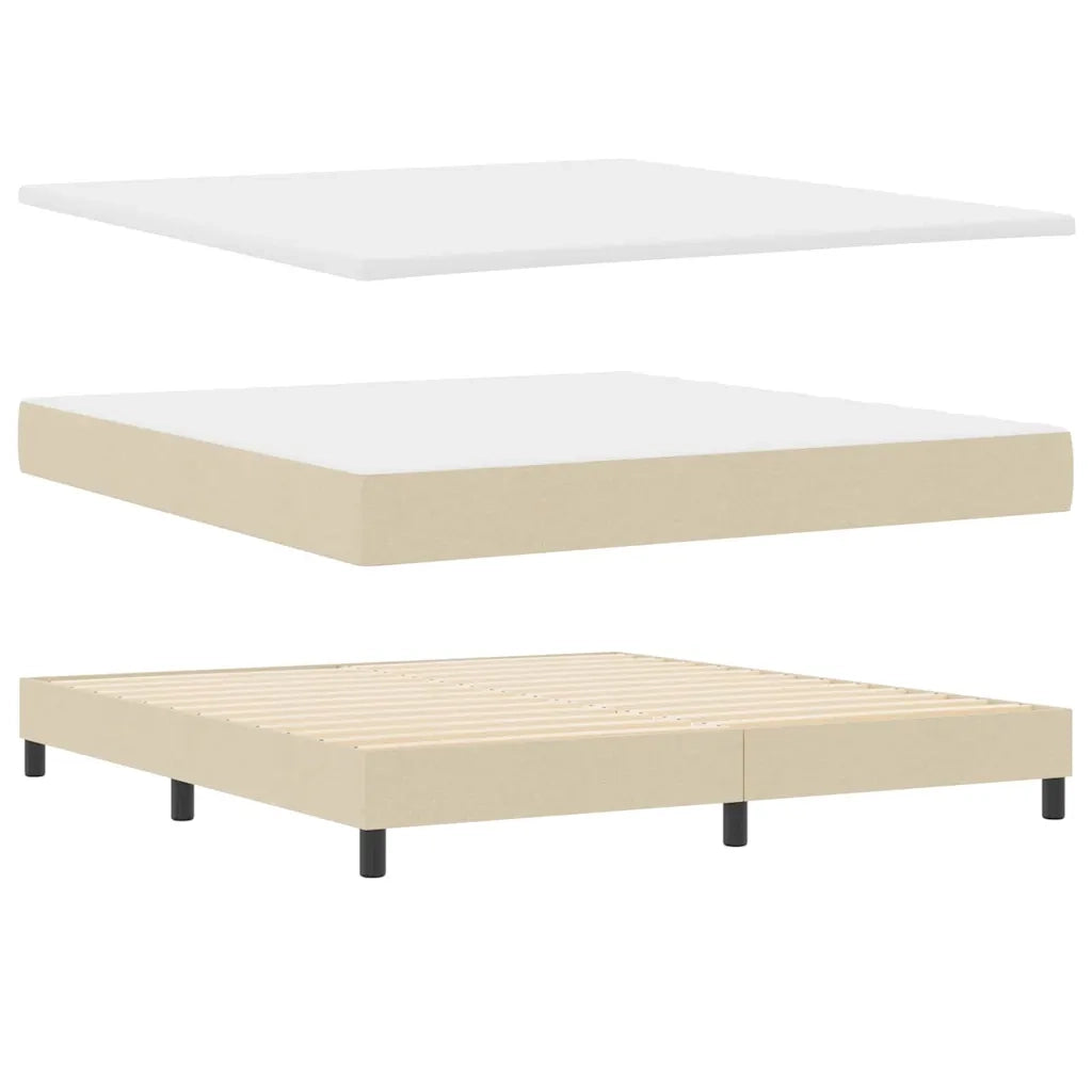 Letto a molle con materasso Crema 180 x 200 cm Tessuto 3340043