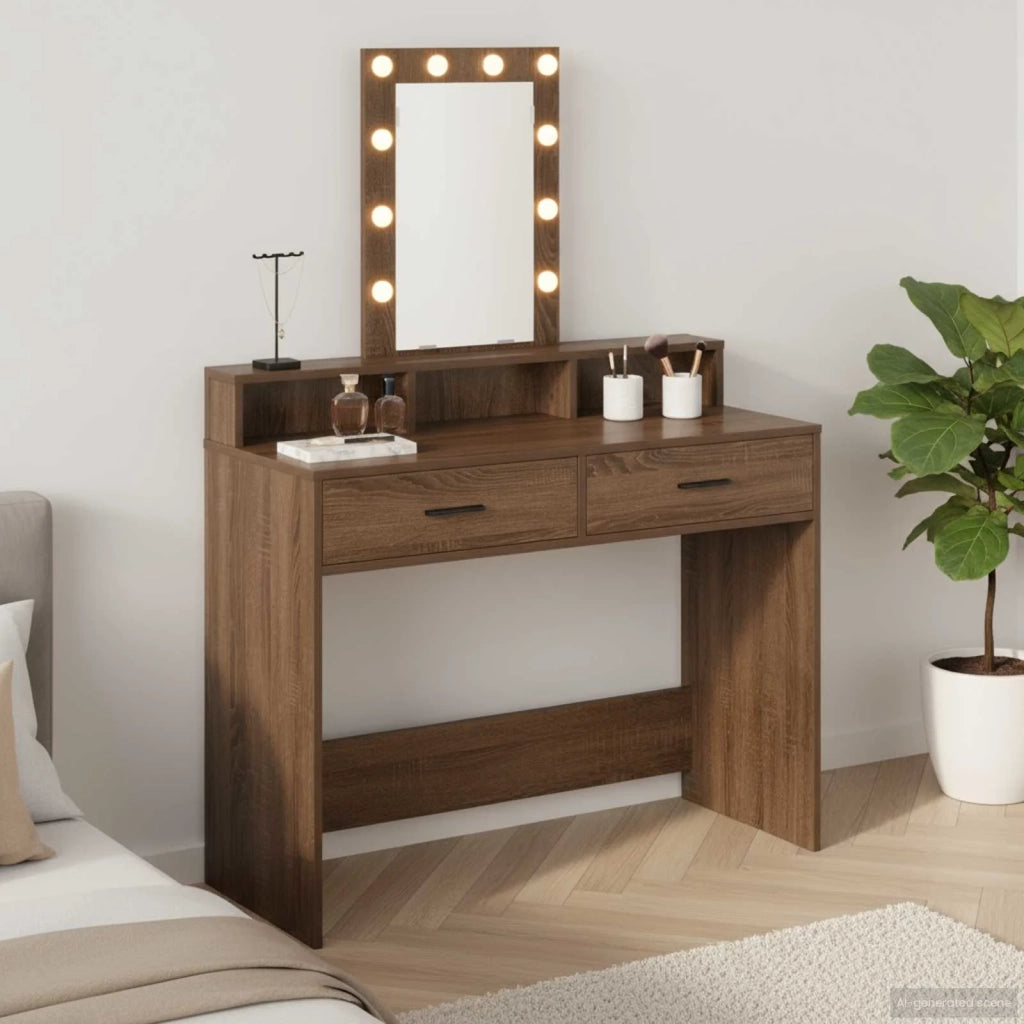 Toeletta | Tavolo da Trucco Marrone 100 x 41 x 140 cm Legno multistrato