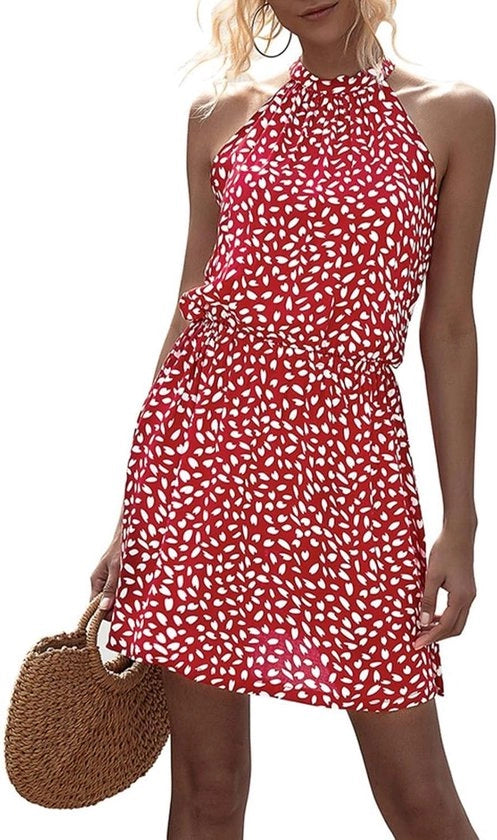 Mini Jurk Rode con Cintura Elastica