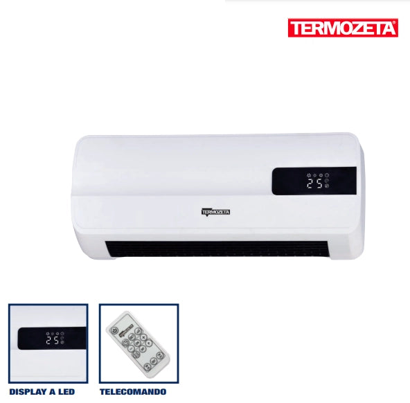 Termoventilatore a Parete Murale Riscaldatore Casa Caldo e Ventilato Bagno TERMOZETA TZR06N