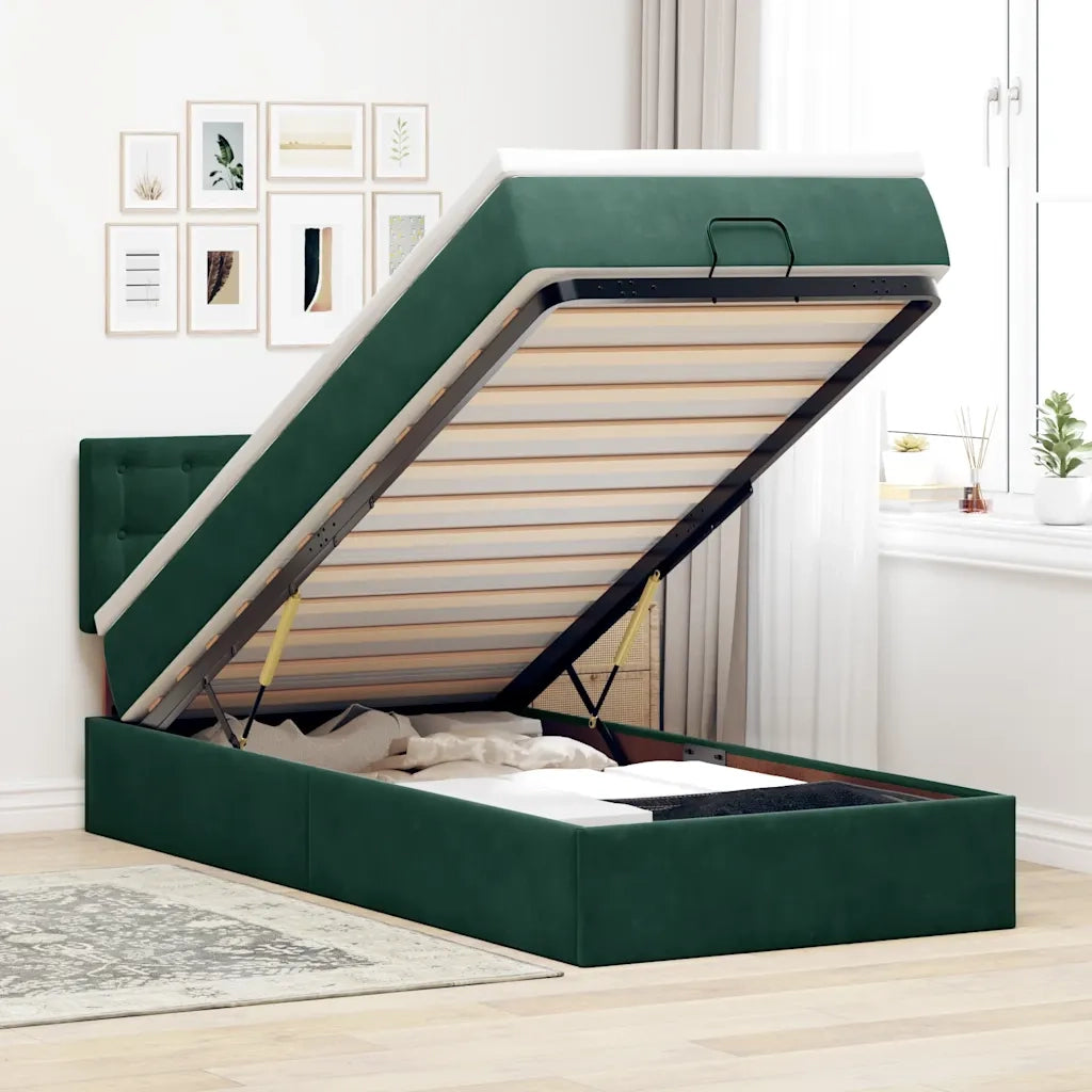 Struttura Letto Pouf con Materasso 100x200 cm Velluto