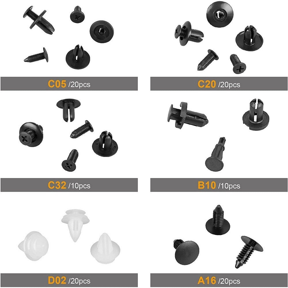 Trade Shop - Kit 100pz Rivetti In Plastica Clip Viti Per Interni Auto Pannello Paraurti Porta -